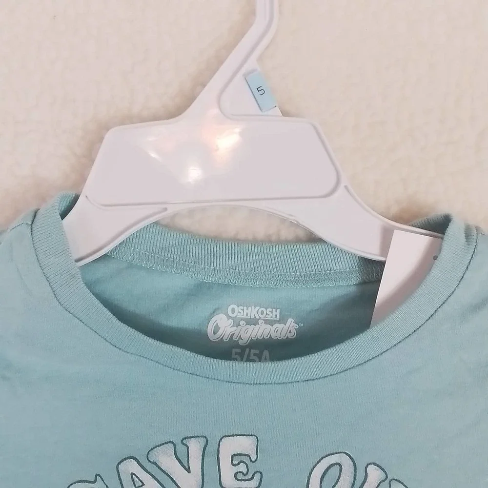 OshKosh Long Sleeve Cotton‎ T-Shirt Girl's Size 5 in Green w/ Ocean Graphic
